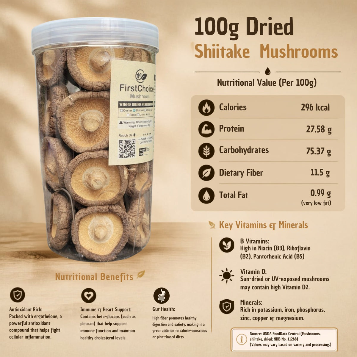 Whole Dried Shiitake Mushrooms