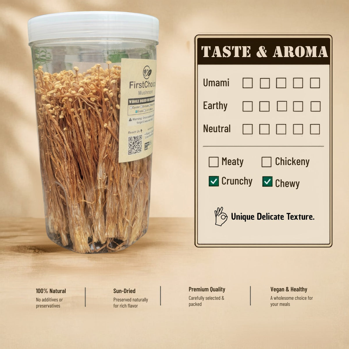 Whole Dried Enoki Mushrooms
